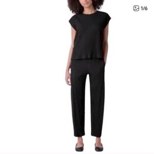 Eileen Fisher Pull On Cropped Pants Tencel Blend Sz XS Black